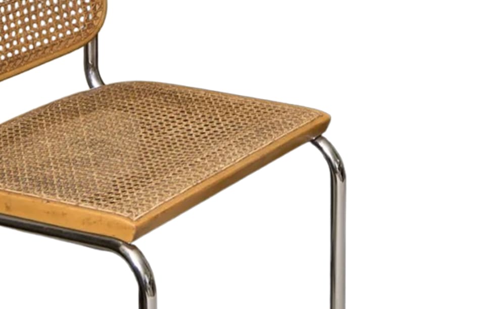 Chaise B32 originale de Marcel Breuer, structure en tube d’acier et assise en cannage, design Bauhaus