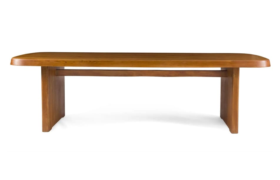 Table authentique de Pierre Chapo en orme massif, éléments distinctifs du design original des années 1960–1970