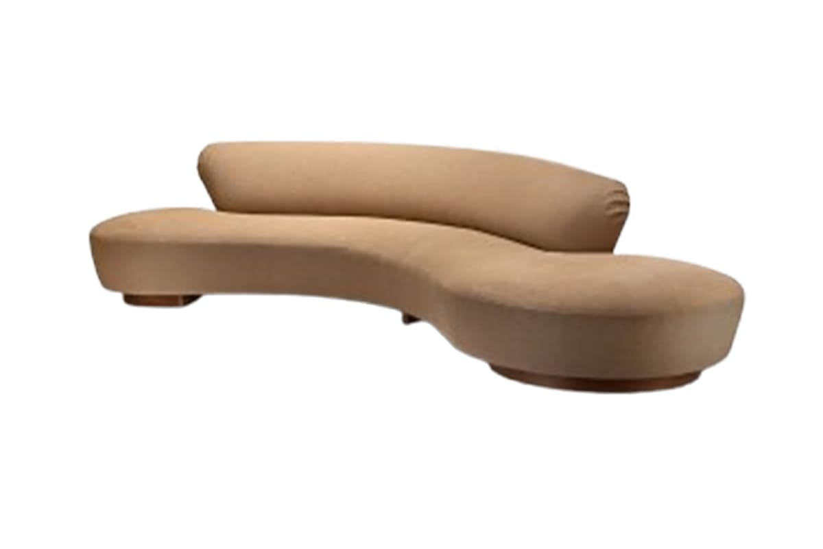 Canapé Serpentine 150BS, design organique en tissu, création de Vladimir Kagan, années 1970