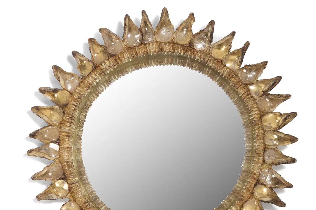 Miroir Chardon en talosel et miroirs biseautés, design Line Vautrin, pièce iconique des années 1950