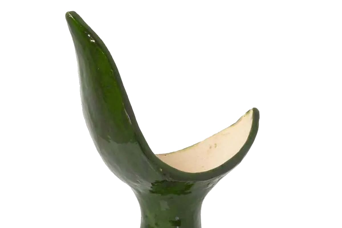 Lampe « Oiseau feuille » en céramique émaillée, design poétique de Guidette Carbonell, pièce unique ou en très petite série, années 1950-60